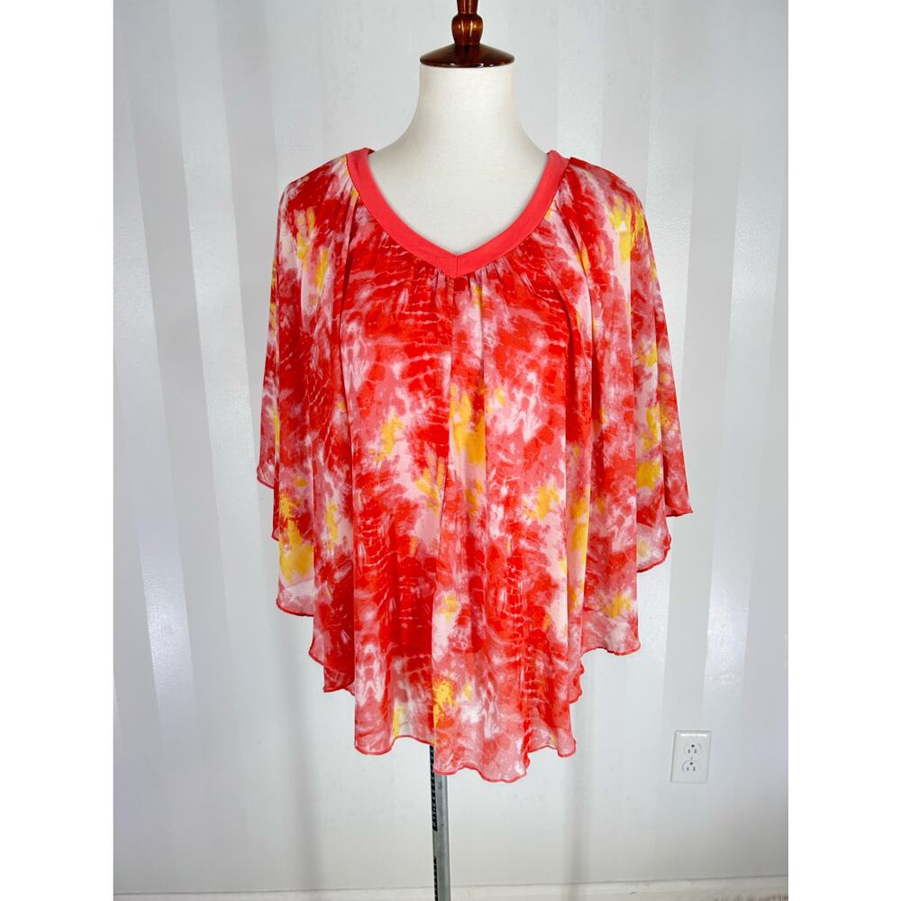BELLE GRAY by LISA RINNA Women’s Pink Pattern Sheer Top Sz XXS